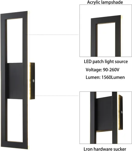Miniatura 5 de Lámpara de pared LED para interiores, lámpara de pared moderna de 15.74 pulgadas, lámpara de pared de barra larga, lámpara de decoración con luz