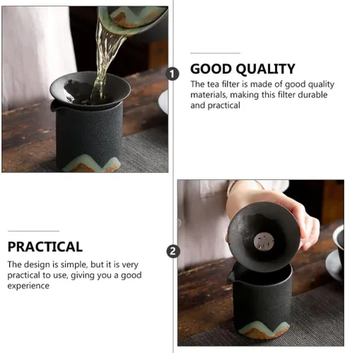 Miniatura 8 de ULTNICE Accesorio de filtro de té de cerámica con colador de malla fina para el hogar y la habitación, diseño compacto de 3 x 3 x 1.77 pulgadas