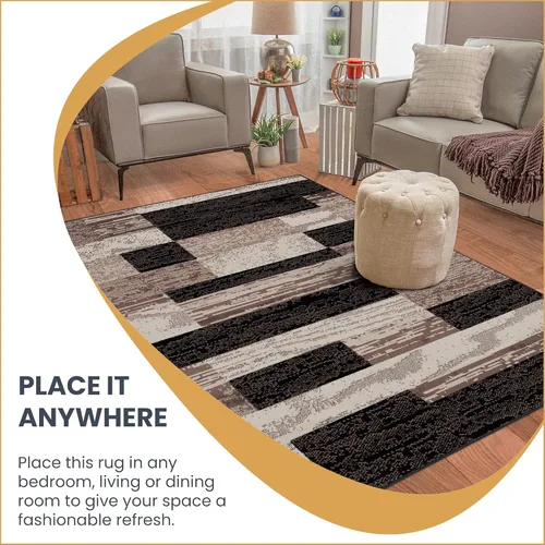 Miniatura 5 de BNM Indoor Small Area Rug, Jute Backing, Modern Geometric, Perfect for Living Room, Dining Room, Bedroom, Hardwood Floors, Office, Dorm, Entryway