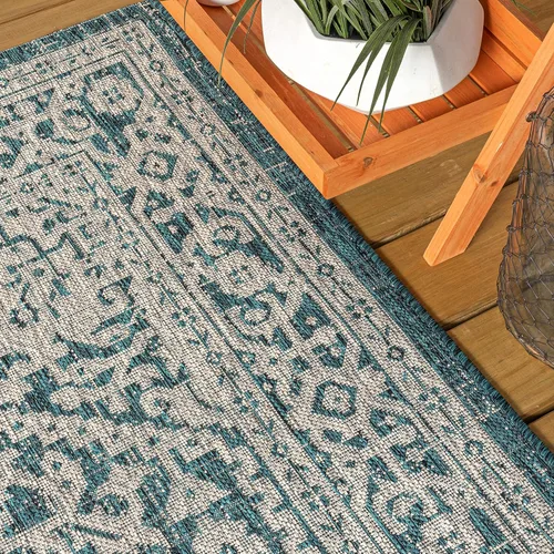 Miniatura 23 de Eyely BMS101D-28 - Alfombra de pasillo con textura de medallón de Santa Mónica Slesi, para interiores y exteriores, estilo costero, bohemio, Gris