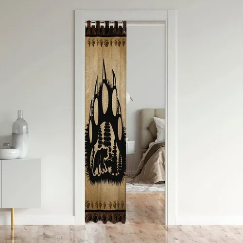 Miniatura 3 de Cortina de puerta de armario con estampado de patas de oso para dormitorio, niños, naturaleza, vida silvestre, cabeza de oso, cortina de puerta