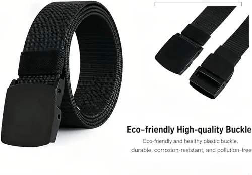 Miniatura 7 de Cinturón táctico para hombre, correa de nailon con hebilla de plástico de liberación rápida, cinturón de utilidad extra largo de 50 pulgadas
