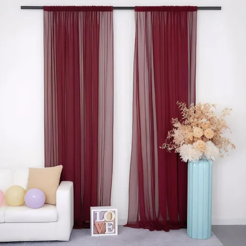 Miniatura 11 de DUOBAO Cortina de gasa naranja transparente de 10 pies, 2 paneles de 29 x 120 pulgadas, cortinas de tela de gasa para ceremonia de boda, cortinas