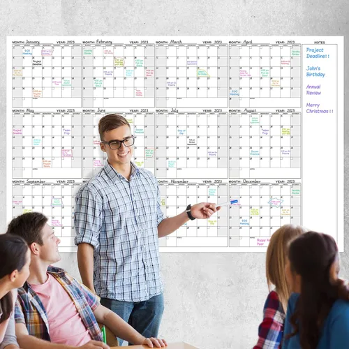 Miniatura 7 de Calendario grande de pared de borrado en seco – Calendario de pared anual de borrado en seco, 37 x 57,9 pulgadas, agenda en blanco sin fecha de 12