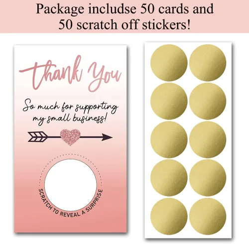 Miniatura 3 de Haizct 50 paquete de tarjetas de agradecimiento en blanco con certificado de regalo para raspar para pequeñas empresas, spa, salón de belleza