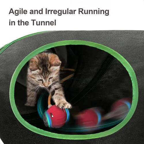 Miniatura 3 de Juguetes interactivos para gatos con bola de rodadura rápida en túnel para gatos – Bola activada por movimiento en túnel de enriquecimiento, juego