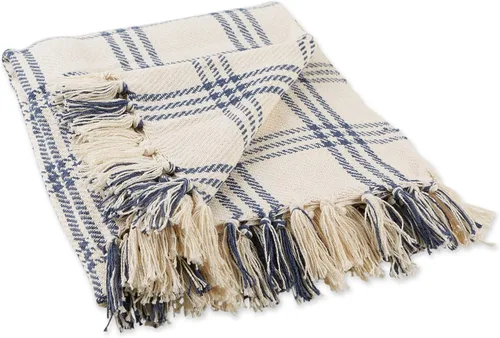 Miniatura 12 de DII Modern Farmhouse Plaid Collection - Manta de algodón con flecos, 50 x 60 pulgadas, color blanco/verde antiguo