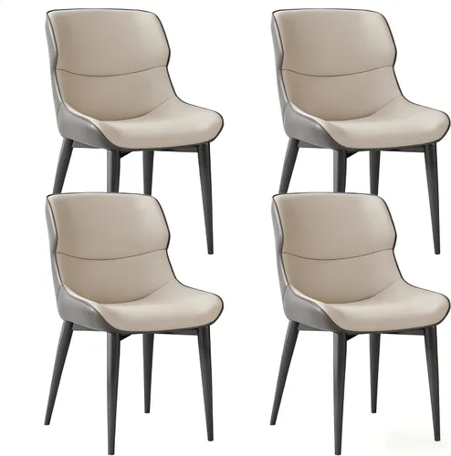 Miniatura 14 de Juego de 2 sillas de comedor color blanco crema, cómodas sillas de oficina con asiento y respaldo de alta elasticidad para sala de estar, Blanco