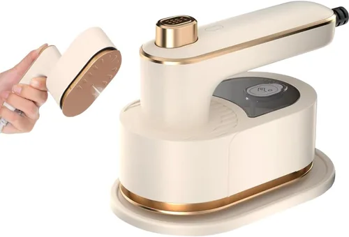 Mini plancha de mano portátil, plancha de vapor giratoria de 180°, soporte de mini máquina de planchar para familia, viajes y regalos (blanco)