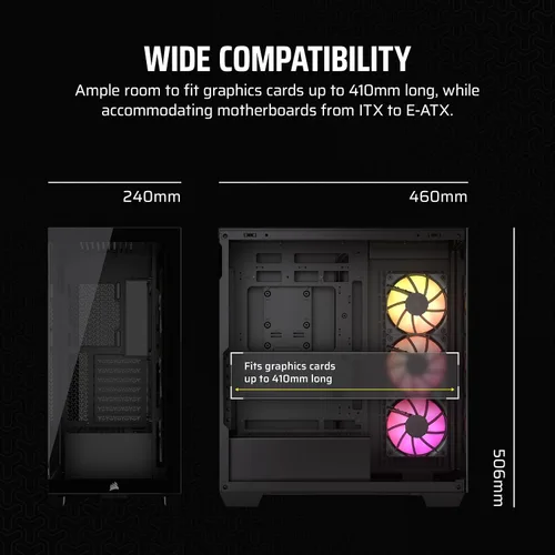 Miniatura 15 de CORSAIR iCUE Link 3500X RGB Mid-Tower ATX Carcasa para PC – Vidrio Templado Panorámico – Compatible con Placa Base de Conexión Inversa – 3X Negro