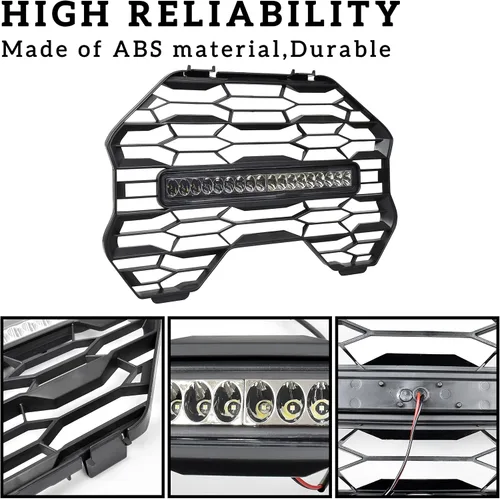 Miniatura 2 de SAUTVS Parrilla de malla frontal con barra de luz LED para Can-Am Commander 2021+, rejilla de malla negra con barra de luz LED para Can Am Commander