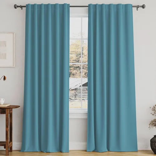 Miniatura 43 de Turquoize Cortinas Opacas para Tratamiento de Ventana con Trabillas Traseras para Sala de Estar/Dormitorio, Tratamientos de Ventana con Aislamiento