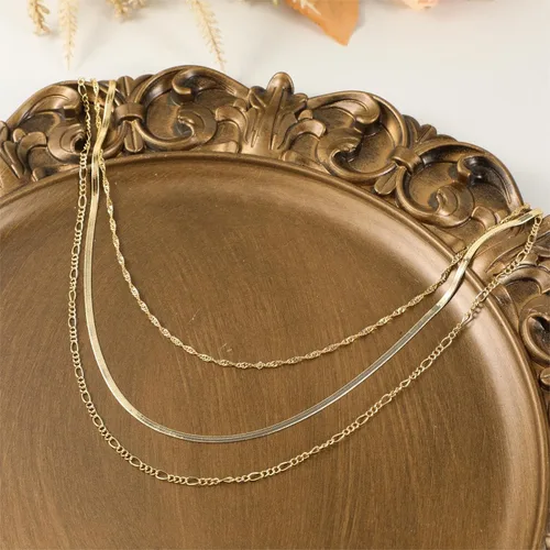 Miniatura 5 de ASCOMY Collares en capas para mujer, delicado collar de oro de 14 quilates chapado en oro de espiga para mujer, collar de cruz de perlas, clip