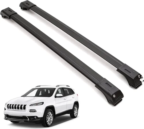 ERKUL Barras transversales de techo para Jeep Cherokee 2014-2023 | Barras transversales de aluminio con bloqueo antirrobo para techo | Compatible