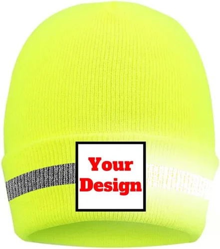 Miniatura 14 de Hi Vis - Gorro de seguridad para personalizar tu logotipo, gorro de punto de invierno con tiras reflectantes unisex