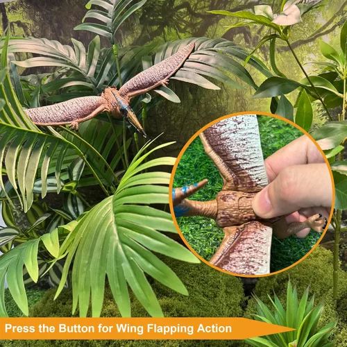 Miniatura 2 de EKU Juguetes de Dinosaurio con Alas que Baten Pterodactylo Quetzalcoatlus, Acción de Morder T Rex Tyrannosaurus, Cabeza que se Mueve y Ataca