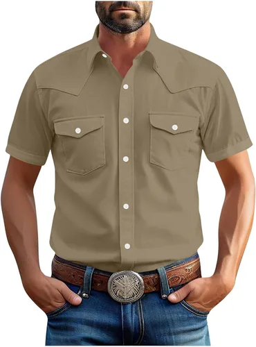 Miniatura 19 de Men's Short Sleeve Button Down Shirts Cargo Shirt Fashion Casual Summer Beach Shirts Business Work Basic Tee Tops