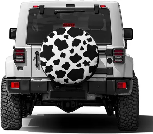 Miniatura 2 de Funda para neumático de repuesto con estampado de vaca blanca, a prueba de polvo, para remolque, RV, SUV y muchos vehículos, 18 pulgadas