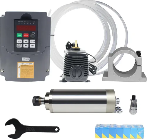 RATTMMOTOR Kit de husillo refrigerado por agua 2.2KW Motor de husillo 110V 24000RPM+2.2KW VFD 110V Inversor 3HP Variable Frecuencia Drive+3.150 in