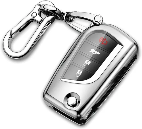 Miniatura 12 de QBUC Funda para llavero Toyota compatible con Toyota Fortuner Tundra Camry RAV4 Highlander Corolla Smart Key Sliver