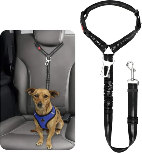 Miniatura 23 de BWOGUE Arnés de cinturón de seguridad para mascotas, cinturón de seguridad ajustable para reposacabezas de coche, arnés de cinturón de seguridad