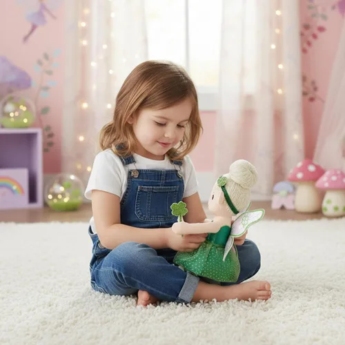 Miniatura 3 de June Garden Muñeca de Hada de Jardín Encantado de 12" Trébol - Muñeca de Peluche Suave Rellena Regalo para Niña - Traje Verde y Alas