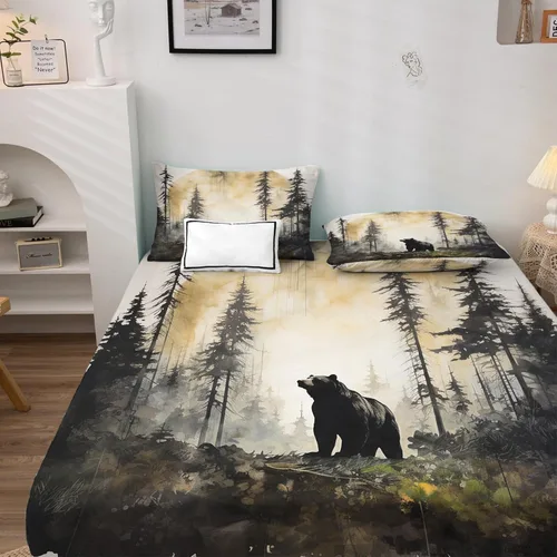 Miniatura 2 de Bear Sheets J7-&-138 - Juego de sábanas y fundas de almohada de tamaño individual, sábanas y fundas de almohada estampadas de tamaño individual