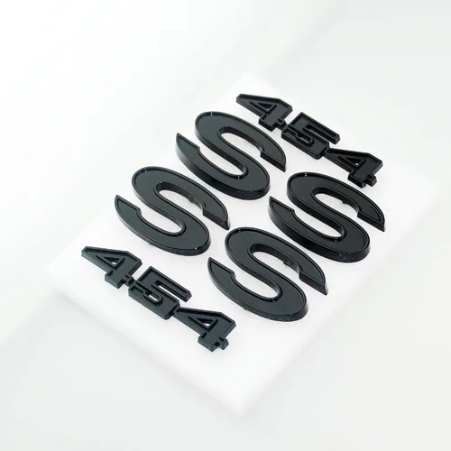 Miniatura 4 de Juego de 6 piezas SS 454 Emblema de guardabarros 3D, placa de identificación de repuesto para El Camino Malibu 1970 1971 1972 (negro brillante)
