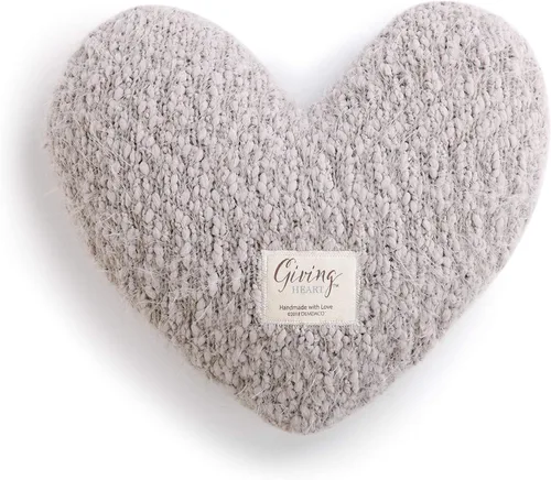 DEMDACO Giving Collection - Almohada de corazón ponderada gris topo gris pardo para ropa de cama, almohada decorativa, idea de regalo significativa,