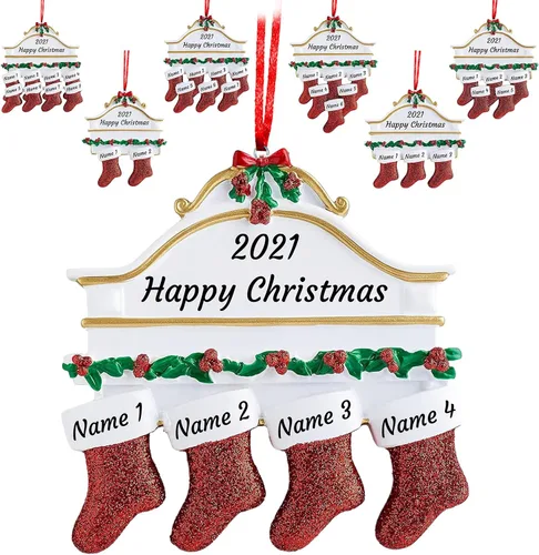 Miniatura 13 de Adornos de Navidad personalizados para familia de 2, adornos de Navidad familiares personalizados con nombres, decoraciones de Navidad