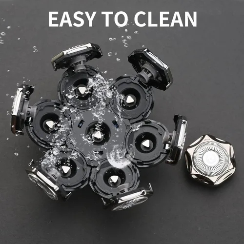 Miniatura 5 de Cabezal de repuesto para afeitadora de cabeza de 7 cuchillas, cabeza de cuchilla de repuesto universal para hombres (7D plateado)