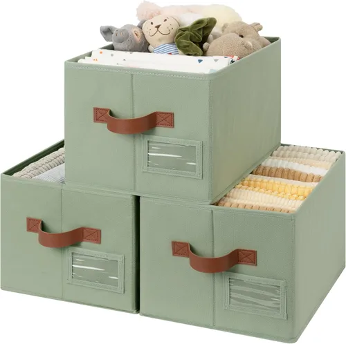 Miniatura 20 de GRANNY SAYS Contenedores de tela para almacenamiento, contenedores de armario para estantes, canasta de almacenamiento con asas, cajas de Gris ceniza