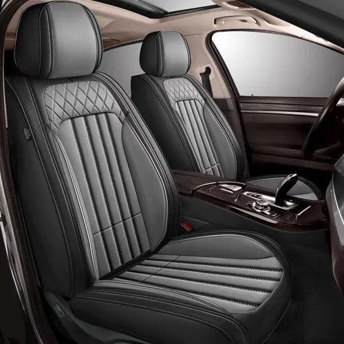 Miniatura 14 de Juego de fundas de asiento de automóvil para GMC Canyon 2015-2025, juego de fundas de asiento delantero de cuero con soporte lumbar, protector