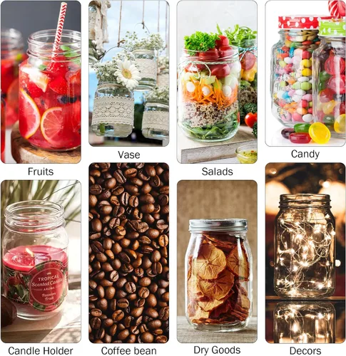 Miniatura 6 de Tarros Mason con tapas de 32 onzas, paquete de 2 tarros de vidrio de boca regular para almacenamiento de alimentos, jugo, mermelada, dulces