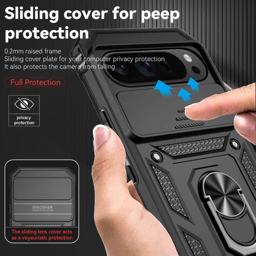 Miniatura 4 de Funda para Google Pixel 9 Pro XL con cubierta para lente de cámara, protector de pantalla HD, doble capa de grado militar a prueba de caídas