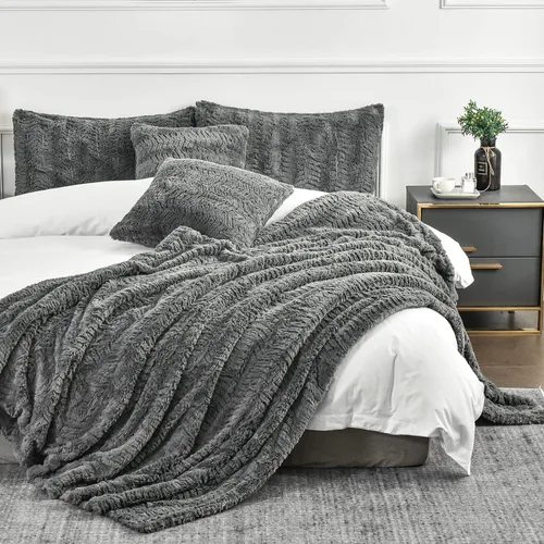 Miniatura 26 de YUSOKI Manta de lujo de piel sintética (sin almohadas) de 2 capas, 3 libras, para todas las edades, decoración del hogar (negro, 50 x 63 pulgadas)