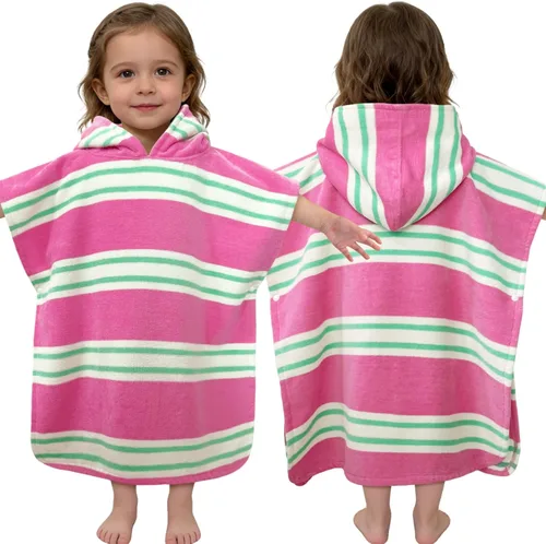 Miniatura 32 de Toallas tipo poncho con capucha para niños pequeños, de gran tamaño (2-4 años, 22 x 22 pulgadas), hechas de 100% algodón suave, toallas absorbentes