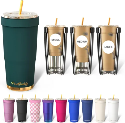 Miniatura 36 de Frost Buddy Togo Buddy - Vaso de acero inoxidable con aislamiento al vacío de 30 onzas, taza de café para llevar, taza de café helado, manga de café