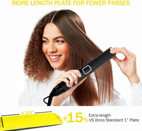 Miniatura 2 de IBROO Plancha de cerámica para el cabello, 15% más largo de 1 pulgada de turmalina alisadora en uno, plancha recta de 230 a 450 ℉ para cabello