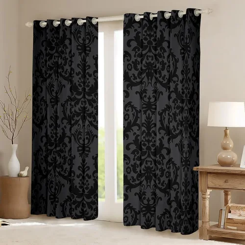 Miniatura 3 de Cortinas opacas de damasco negro para adultos, 30-50 % cortinas barrocas victorianas antiguas de 38 pulgadas de ancho x 54 pulgadas de largo, Multi