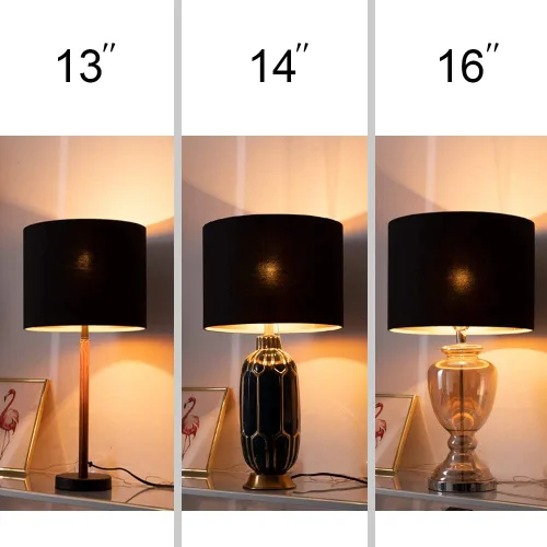 Miniatura 8 de Wellmet Pantalla para lámpara de 14"x14"x11" requiere ensamblaje para lámpara de mesa, lámpara de mesita de noche, lámpara de pie, pantalla de Negro