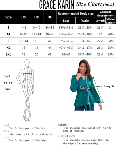 Miniatura 6 de GRACE KARIN 2024 - Blusa elegante de manga corta acampanada con cuello en V y lazo frontal para mujer
