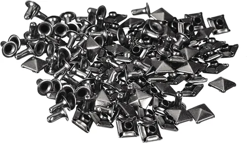 Miniatura 12 de uxcell Juego de 60 remaches de punta para ropa, 0.315 in, remaches rápidos de pirámide, clavos cuadrados punk, de cobre, para decoraciones de Tono
