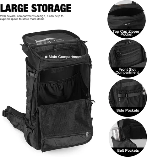 Miniatura 4 de Mardingtop Mochila militar con marco interno de 75L para hombres, mochila táctica Cordura con Recco para snowboard, senderismo, camping
