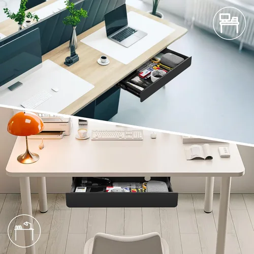 Miniatura 7 de KHAMAL Cajón Deslizante para Debajo del Escritorio Grande - Cajón para Debajo de la Mesa 17.32" x 9.25", Organizador de Almacenamiento Extraíble