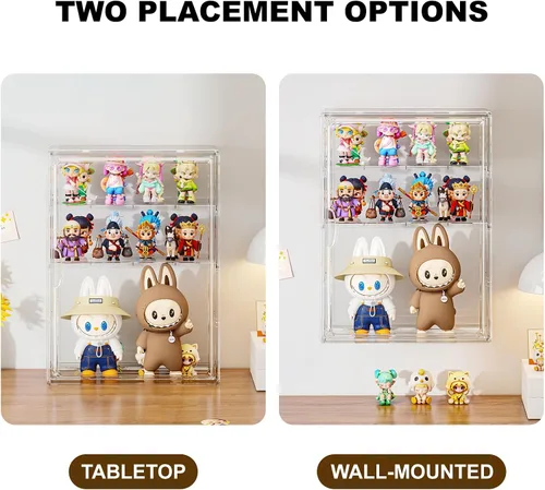 Miniatura 4 de Vitrina de acrílico transparente de 4 niveles para figuras coleccionables montada en la pared, vitrina de exhibición de figuras de hobby