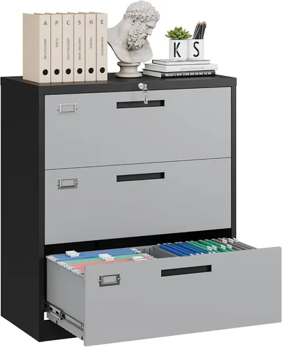 Miniatura 11 de Yizosh Archivador de 2 cajones con cerradura, gabinete de almacenamiento de archivos de oficina con bloqueo de metal con cajones, organizador