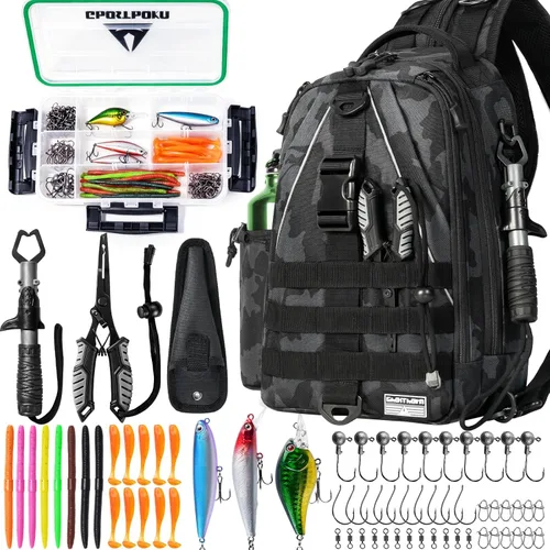 Miniatura 11 de Mochila de Pesca Ghosthorn con Bolsa de Aparejos y Bandolera - Mochila con Soporte para Caña - Caja de Aparejos Ligera para Regalos de Pesca