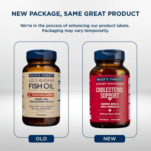 Miniatura 7 de Wiley's Finest Wild Alaskan Fish Oil Colesterol Support - Suplemento de salud cardíaca para hombres y mujeres - 560 mg de omega-3 - 90 cápsulas
