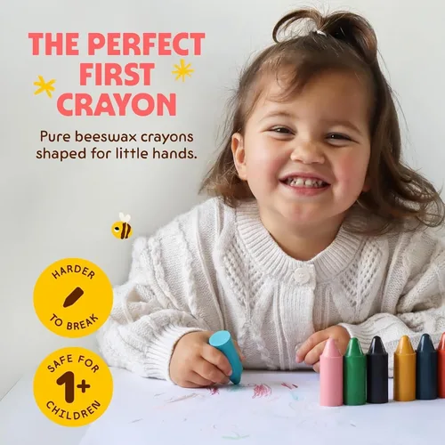 Miniatura 3 de Honeysticks - Ceras de cera de abejas 100 % pura (12 unidades) - Ceras no tóxicas para niños pequeños de 1 a 3 años, seguras para bebés a partir
